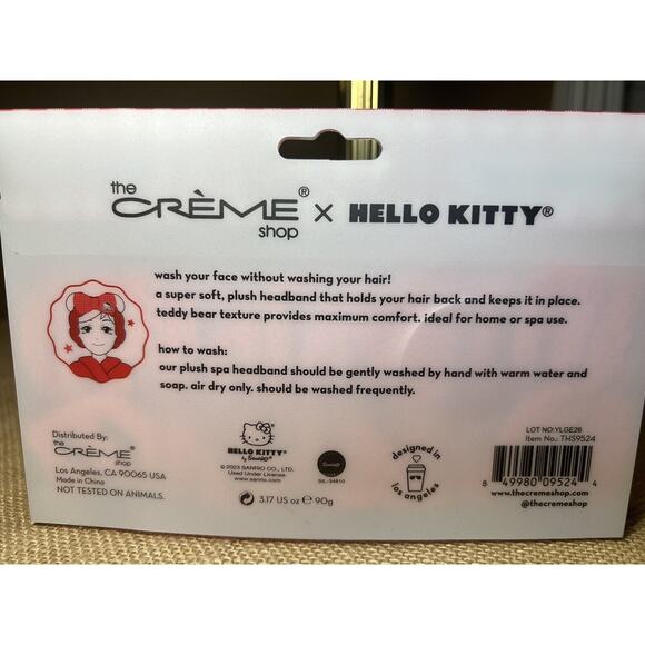 Creme Shop X HELLO KITTY Red Gingham Plush Spa Headband Limited Edition - Picture 3 of 6